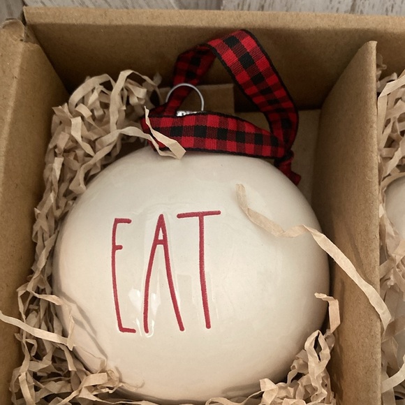 Rae Dunn Eat Drink Be Merry Christmas Ornaments - Picture 2 of 8